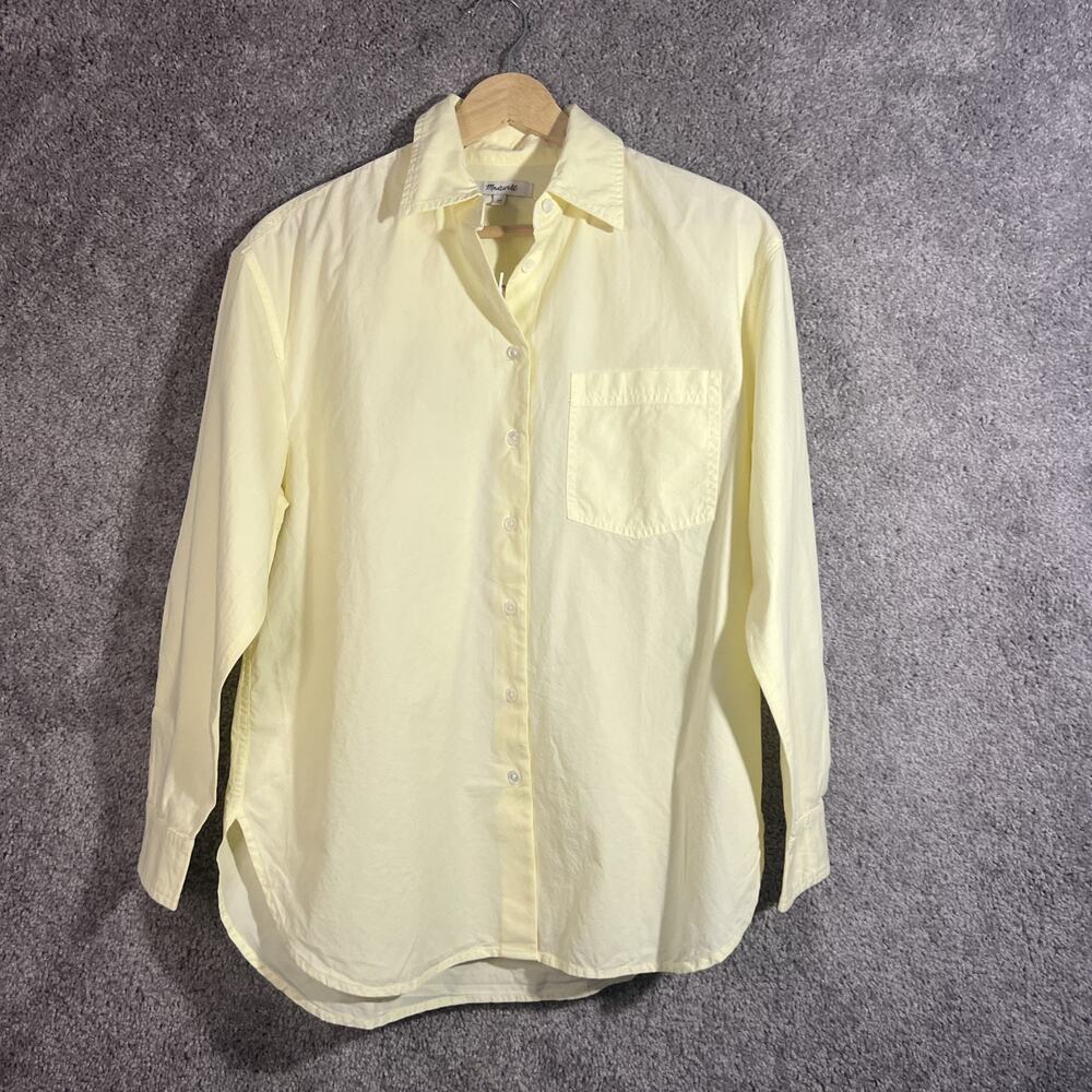 Madewell Womens XS Yellow Poplin Button Up Shirt Long Sleeve Cotton NWT Top